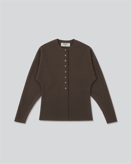 BIRROT LAY2 ROUND-NECK CARDIGAN COCOA BROWN